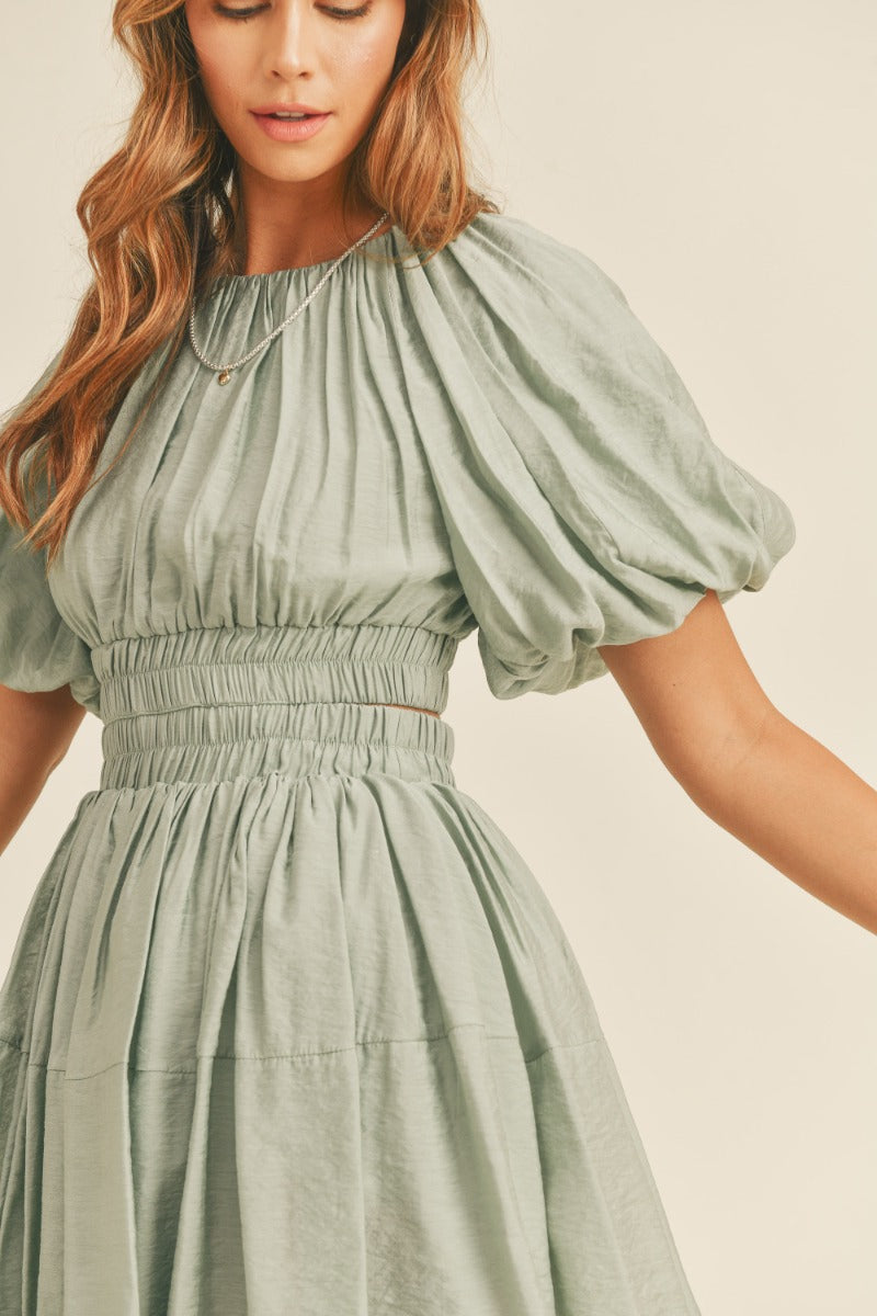 Dusty Sage Cut - Out | Mini Dress