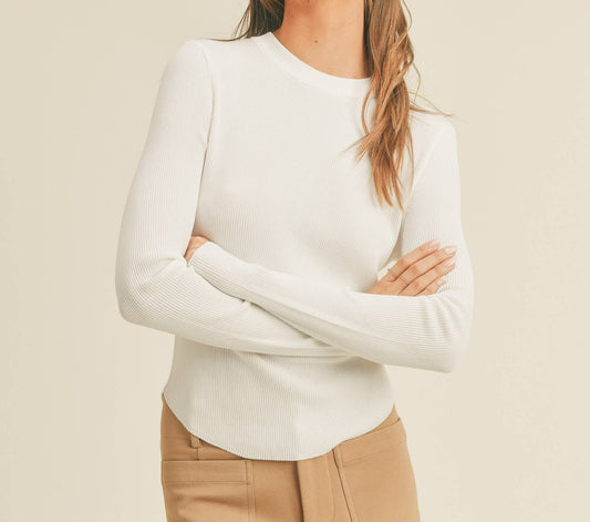 White Ribbed Basic | Top